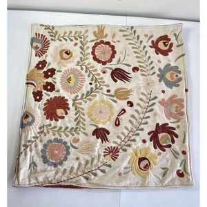 2 Pottery Barn Knowles Pillow Cover Neutral 24x24 Floral Embroidered